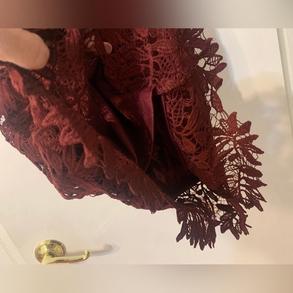 Lulus small burgundy dress right sheer right now wine red - Picture 3 of 7